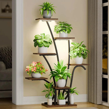 Plant Stand with Grow Lights - 7 Tier Indoor Corner Shelf