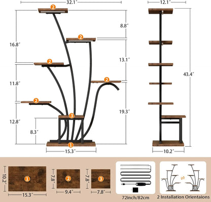 Plant Stand with Grow Lights - 7 Tier Indoor Corner Shelf